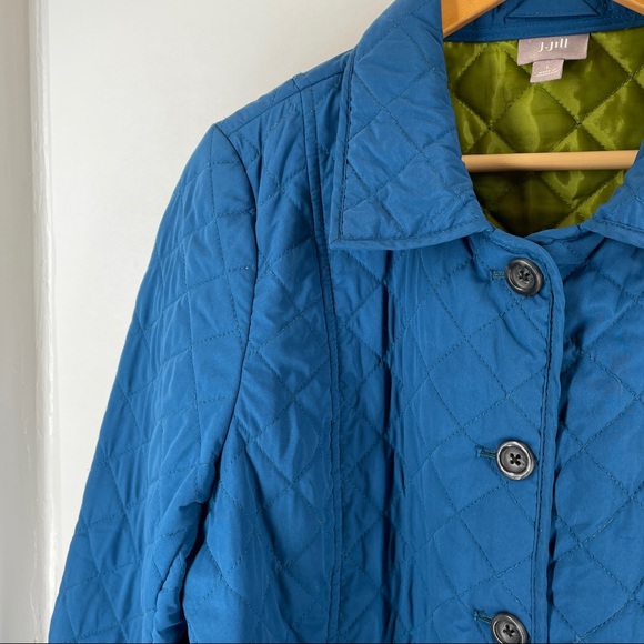 J.Jill Quilted Blue Button Down Jacket Size Large - Picture 3 of 11